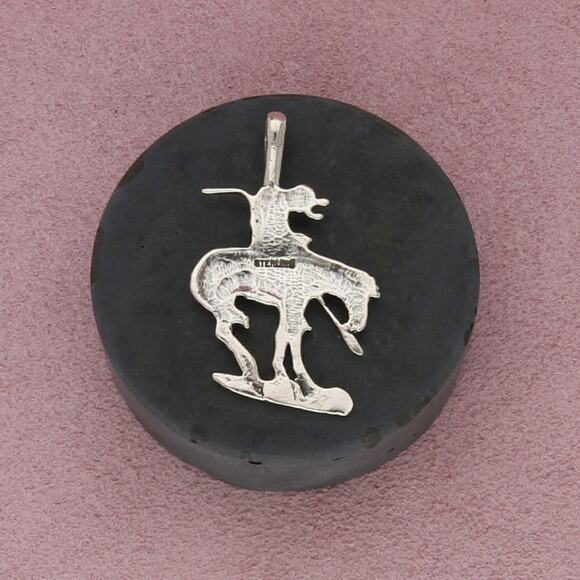 sterling silver vintage southwestern trailblazer cowboy pendant - Picture 2 of 3